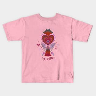 Mexican Heart Tassel (Corazon) - Pink Kids T-Shirt